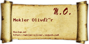 Mekler Olivér névjegykártya